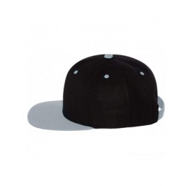 Baseball Caps Classics Flat Bill Snapback Cap - 6089M - Black/Silver Grey - C011CCT53KV $9.47