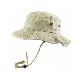 Sun Hats 100% Cotton Stone-Washed Safari Wide Brim Foldable Double-Sided Sun Boonie Bucket Hat - Pigment - Khaki - CB18R4YRA7...