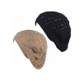 Berets Womens Knit Beanie Beret Hat Lightweight Fashion Accessory Crochet Cutouts - J019bkdkbge - C7194Y0TY76 $15.98