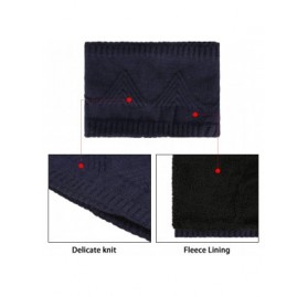 Skullies & Beanies Men's Winter Warm Thick Knit Beanie Hat & Scarf & Touchscreen Gloves Set for Men - 2-navy Blue - CN18ZA5KD...