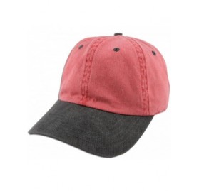 Baseball Caps Dad Hat Pigment Dyed Two Tone Plain Cotton Polo Style Retro Curved Baseball Cap 1200 - Red / Black - C817Y2D0YG...