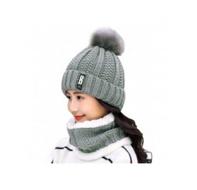 Skullies & Beanies Womens Winter Beanie Hat Scarf Set Warm Fuzzy Knit Hat Neck Scarves - Gray - CR192R7UMUL $15.21