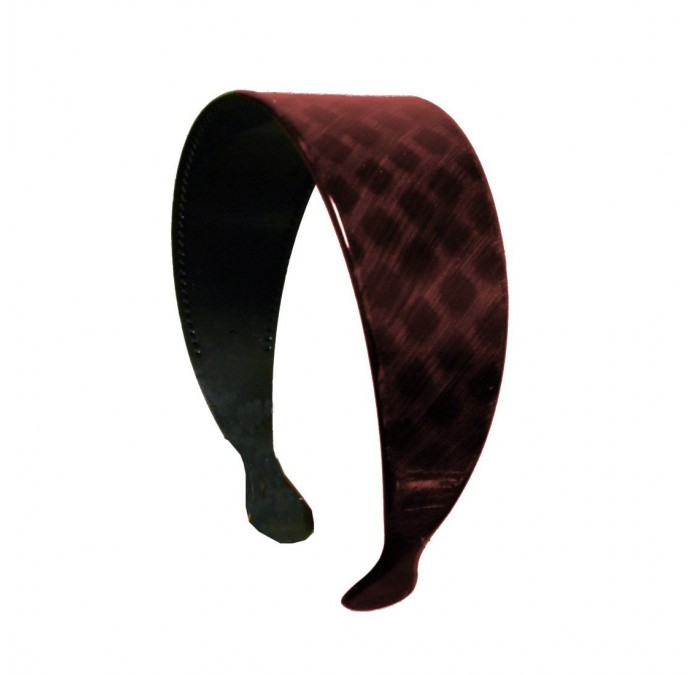 Headbands Dark Red Checked Pattern 2 Inch Headband Hair Band with Teeth (Keshet Accessories) - Dark Red - CN11J49UZAT $17.72