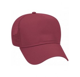 Baseball Caps Cotton Blend Twill 5 Panel Pro Style Mesh Back Trucker Hat - Maroon - CG180D3QKLH $11.15