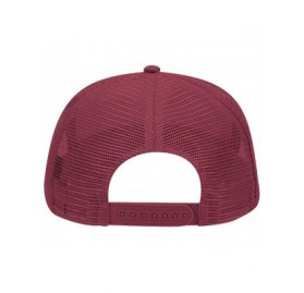 Baseball Caps Cotton Blend Twill 5 Panel Pro Style Mesh Back Trucker Hat - Maroon - CG180D3QKLH $11.15