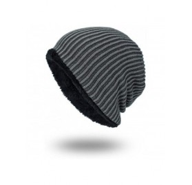 Skullies & Beanies Men Winter Stripe Knit Beanie Hats Wool Knit Warm Hat Ski Caps - Gray - C9188NZU38M $6.20