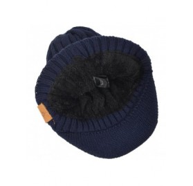 Newsboy Caps Retro Newsboy Knitted Hat with Visor Bill Winter Warm Hat for Men - Cable-navy - CB18IHEZ9T0 $7.47