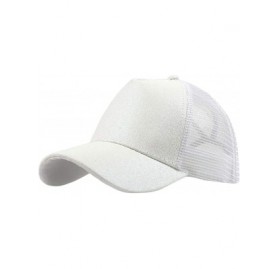 Baseball Caps Men Women Baseball Caps Ponytail Messy Buns Trucker Adjustable Plain Visor Cap Unisex Glitter Hat - White - CX1...