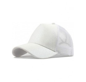 Baseball Caps Men Women Baseball Caps Ponytail Messy Buns Trucker Adjustable Plain Visor Cap Unisex Glitter Hat - White - CX1...
