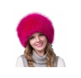 Cold Weather Headbands Women's Winter Warm Fox Fur Hat Cossack Russian Style Hat Caps with Stretch - Fuchsia - C418M6HAHIZ $3...
