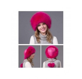 Cold Weather Headbands Women's Winter Warm Fox Fur Hat Cossack Russian Style Hat Caps with Stretch - Fuchsia - C418M6HAHIZ $3...