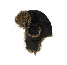 Balaclavas Trooper Hat with Grey Fur (Solid Black- One Size) - Black - C01188GAXB5 $17.85