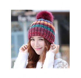 Skullies & Beanies Women's Fleece Lined Beanie Winter Knit Ear Flaps Hat with Pompom Faux Knitted Hat Scarf Mask Set - CB12O2...