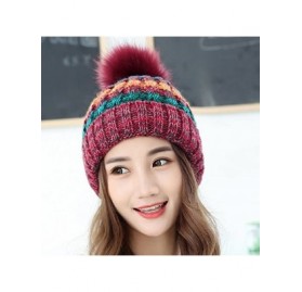 Skullies & Beanies Women's Fleece Lined Beanie Winter Knit Ear Flaps Hat with Pompom Faux Knitted Hat Scarf Mask Set - CB12O2...