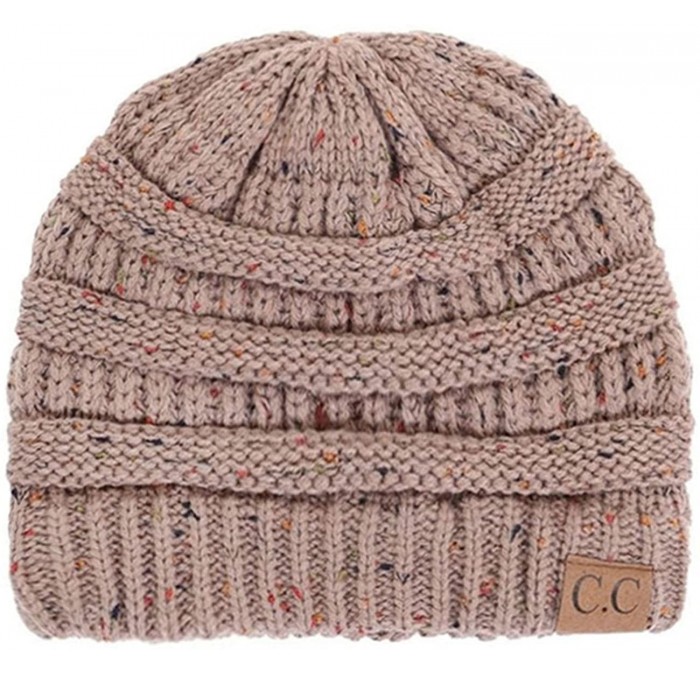 Skullies & Beanies Unisex Confetti Ribbed Cable Knit Thick Soft Warm Winter Beanie Hat - Taupe - CX12823S0JB $13.62