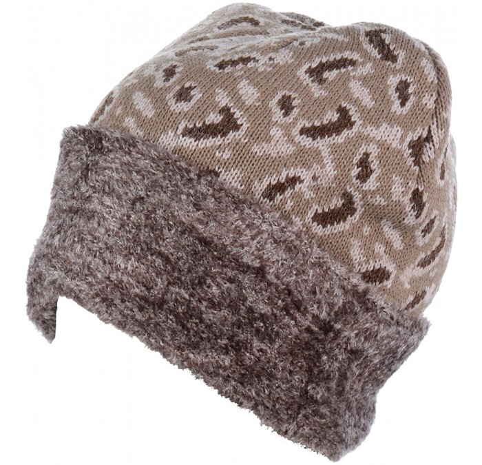 Skullies & Beanies Womens Winter Knit Plush Fleece Lined Beanie Ski Hat Sk Skullie Various Styles - Paisley Khaki - CS18UYXUT...