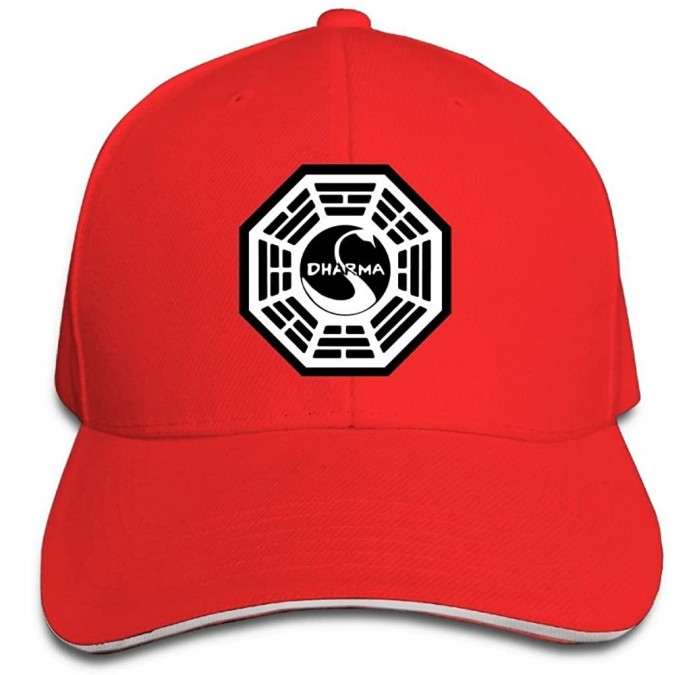 Skullies & Beanies Unisex Sandwich Peaked Cap Dharma Swan Logo Adjustable Cotton Baseball Caps Red - Red - CC18DD0HGYC $14.68