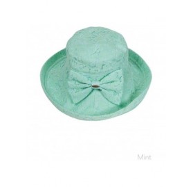 Sun Hats Women's Adjustable Floral Lace with Ribbon Accent Cotton Beach Summer Sun Hat - Mint - CI18QYM97AY $44.27