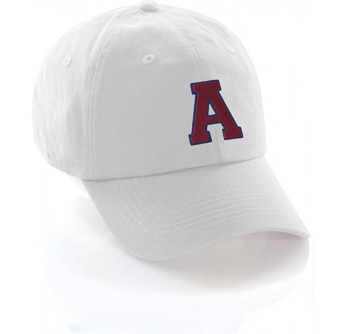 Baseball Caps Customized Letter Intial Baseball Hat A to Z Team Colors- White Cap Blue Red - Letter a - CT18ET9S6DN $24.66