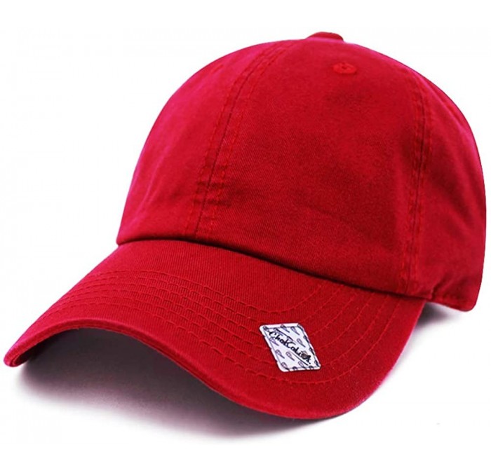 Baseball Caps Baseball Cap Dad Hat for Men and Women Cotton Low Profile Adjustable Polo Curved Brim - Red - CW18342Q6IR $10.78