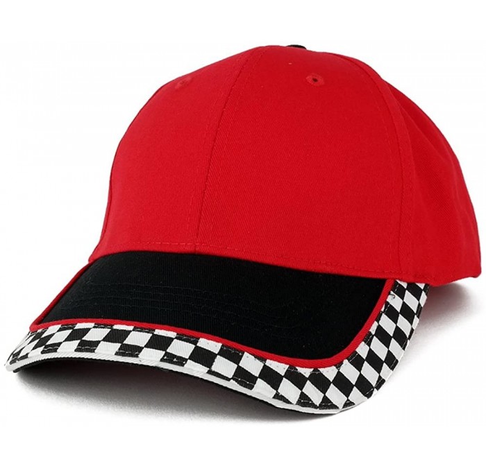 Baseball Caps MC Racing Flag Low Profile Structured Cotton Twill Baseball Cap - Red - CV123ZJVUIF $29.52