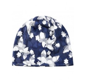 Skullies & Beanies Womens Cotton Beanie Lace Turban Soft Sleep Cap Chemo Hats Fashion Slouchy Hat - Navy - CP1887TGGOD $11.92