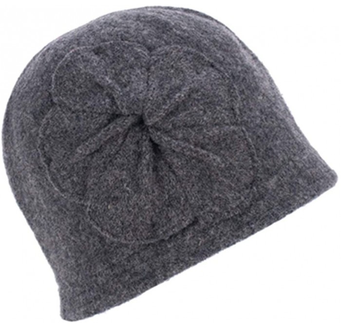 Skullies & Beanies Winter Knitted Beanie Hat Women Cloche Wool Floral Partten Warm Bucket Hat - Gray - CU18L85W28O $30.77