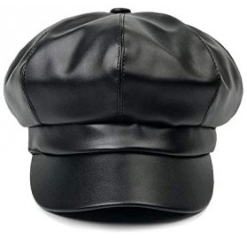 Newsboy Caps Women Newsboy Hat Cap for Ladies Visor Beret Hat - 2a9-pu Leather-black - CW186ZDE6X9 $14.07