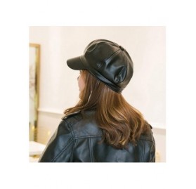 Newsboy Caps Women Newsboy Hat Cap for Ladies Visor Beret Hat - 2a9-pu Leather-black - CW186ZDE6X9 $14.07