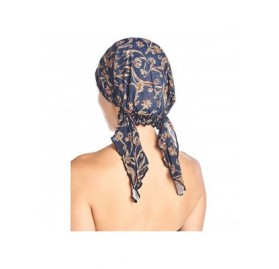 Skullies & Beanies Pre Tied Bandana Turban Chemo Head Scarf Sleep Hair Cover Hat - Navy Bordeaux - CJ18645CZ3A $12.63