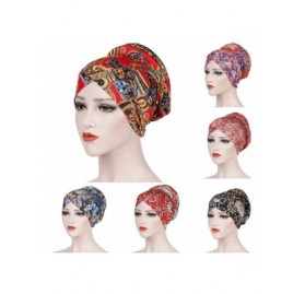 Balaclavas Head Scarf for Women Turban Knotted Vintage Flower Print Full Cover Fit-Head Wraps 2019 Winter New Cap - Blue - CJ...