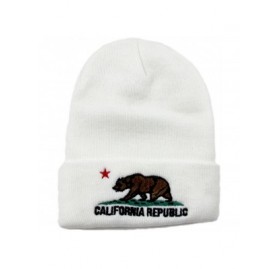 Skullies & Beanies California Republic Cuff Knit Beanie - White/Brown - CG12BPK9OE3 $13.74
