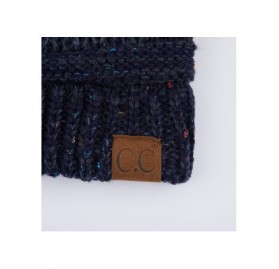 Skullies & Beanies C.C Unisex Ribbed Confetti Knit Ombre Pom Beanie Hat for Women Men (YJ-817-POM) (Navy Pom) - CG18I5Z3O7N $...