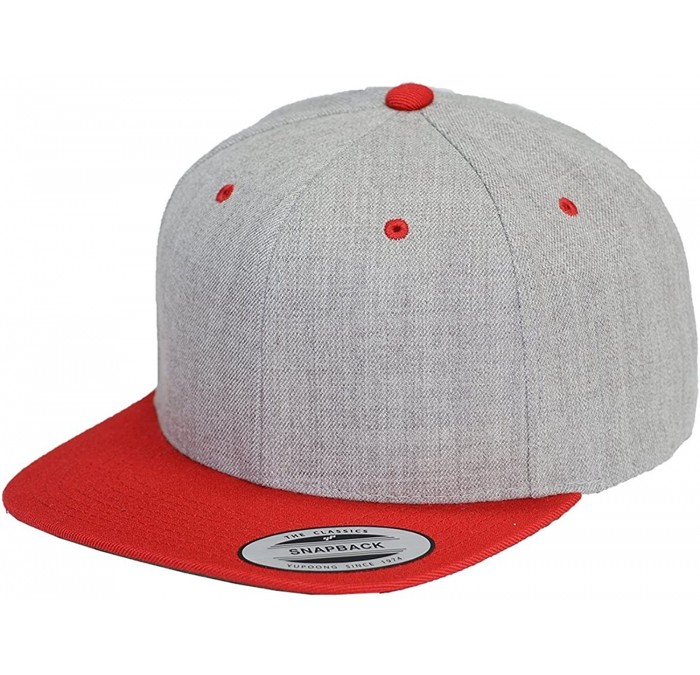 Baseball Caps Classic Wool Snapback with Green Undervisor Yupoong 6089 M/T - Heather/Red - CH12LC2OOKX $21.58