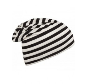 Skullies & Beanies Stretch Soft Slouchy Beanies Skullies with Stripes Design! - White/Black - C711AQXUOZ3 $11.66