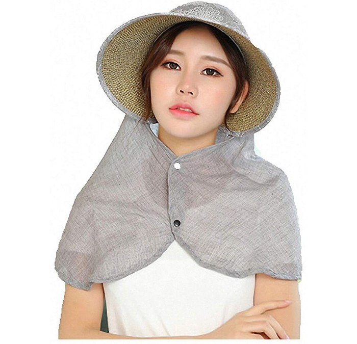 Sun Hats Women's UPF+50 Sun Visor Detachable Flap Hat Foldable Wide Brimmed UV Protection Hat - Q2-18grey - CN1963N03T4 $11.45