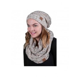 Skullies & Beanies Oversized Slouchy Beanie Bundled with Matching Infinity Scarf - A Confetti Oatmeal Design - CH188YRN5WQ $2...