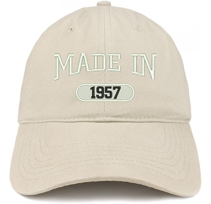 Baseball Caps Made in 1957 Embroidered 63rd Birthday Brushed Cotton Cap - Stone - CC18C9HX5HI $32.52
