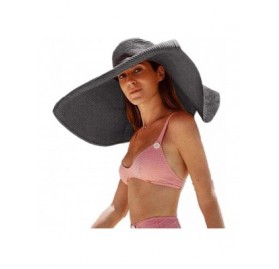 Sun Hats Womens Oversized Foldable Packable - Black - C018TRIR97U $40.74