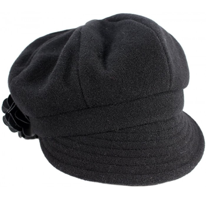 Newsboy Caps Irish Newsboy Cap Made in Ireland Women's Newsboy Hat 8 Panel Irish Wool - Black - CN11HJMPK9Z $119.17