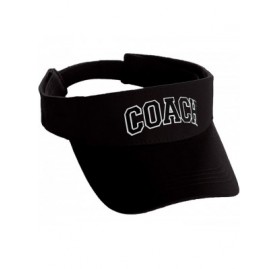 Baseball Caps Classic Sport Team Coach Arched Letters Sun Visor Hat Cap Adjustable Back - Black Hat White Black Letters - C51...