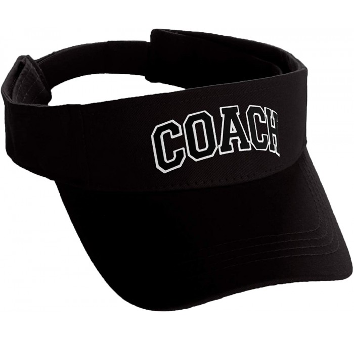 Baseball Caps Classic Sport Team Coach Arched Letters Sun Visor Hat Cap Adjustable Back - Black Hat White Black Letters - C51...