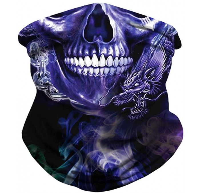 Balaclavas Seamless Face Mask Neck Gaiter Protection Windproof Face Mask Scarf - Purple Skull - C0197SKN0CG $12.99