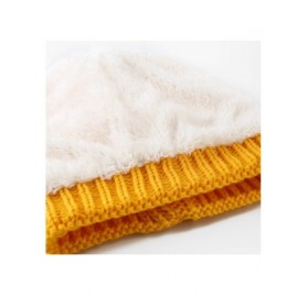 Skullies & Beanies Women's Knitted Messy Bun Hat Ponytail Beanie Baggy Chunky Stretch Slouchy Winter - Mustard - CQ18YTMNDTG ...
