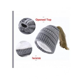Skullies & Beanies Women's Knitted Messy Bun Hat Ponytail Beanie Baggy Chunky Stretch Slouchy Winter - Mustard - CQ18YTMNDTG ...