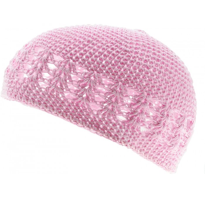 Skullies & Beanies 100% Cotton Kufi Crochet Beanie Skull Cap Knit Hat - Light Pink - CS11IIAPFX7 $10.13