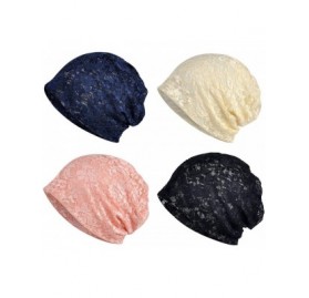 Skullies & Beanies Lace Beanies Chemo Caps Cancer Skull Cap Knitted hat for Womens - 4pack-c - C018LWO9YYW $31.01
