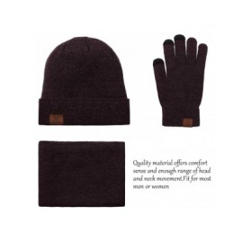 Skullies & Beanies Winter Beanie Hat Scarf Touch Screen Gloves- 3-Piece Winter Warm Clothing Set - Wine Red - CM192SX5AQ8 $16.62