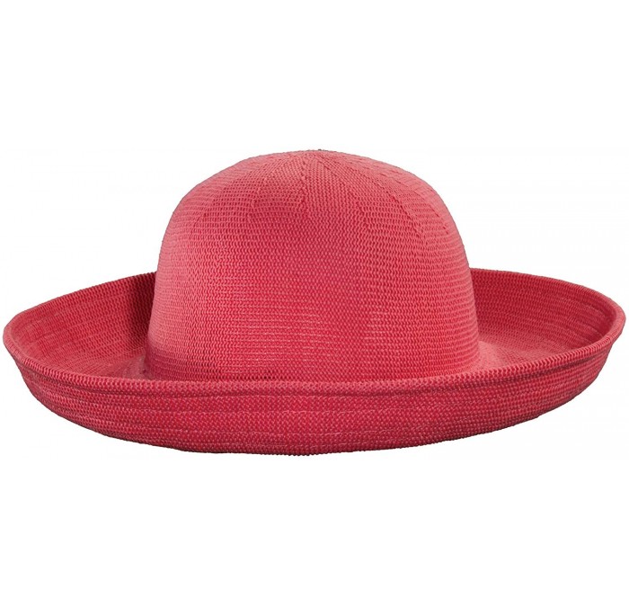 Sun Hats Women's Knitted Poly Straw Big Brim Hat - Coral - C2128M3TCL1 $52.34