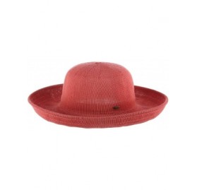 Sun Hats Women's Knitted Poly Straw Big Brim Hat - Coral - C2128M3TCL1 $30.83